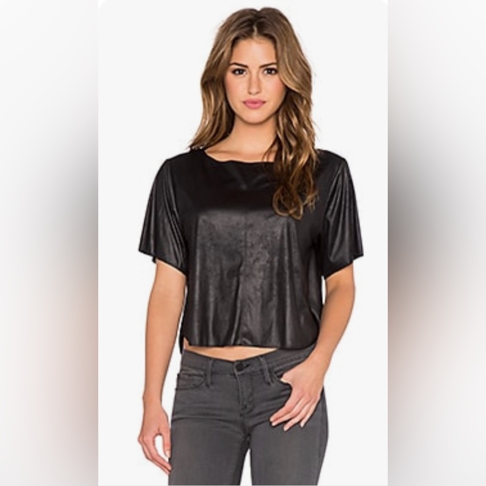 Steve Madden Fletcher Faux Suede Top in Black